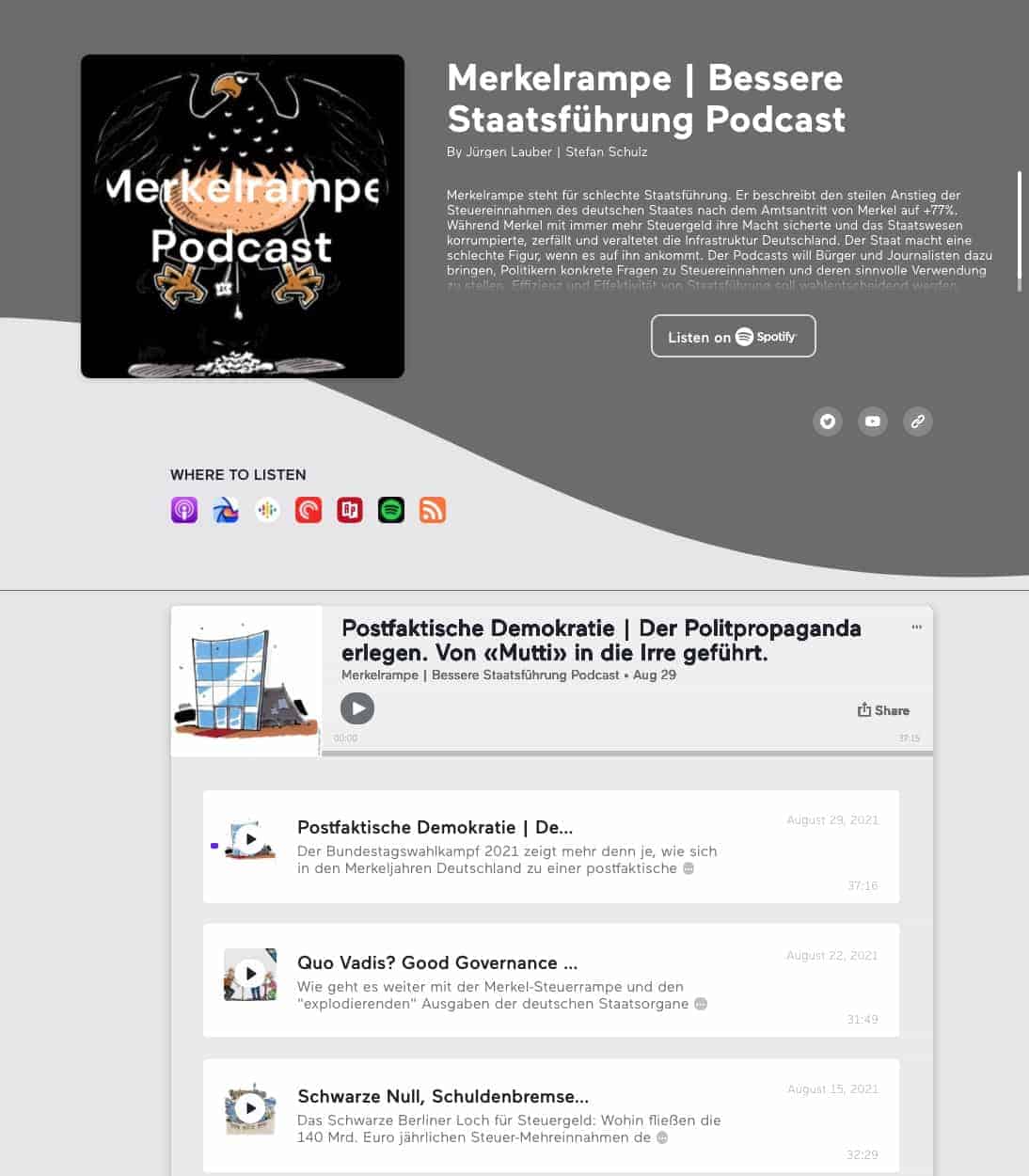 Screenshot Merkelrampe Podcast Website